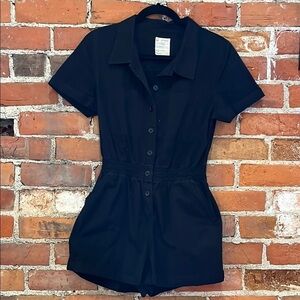 For Days SS Twill 100% Cotton Black Button-Up Romper size S